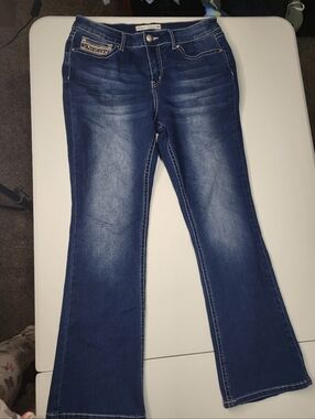 Love Indigo Women's Dark Blue Flared Jeans